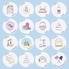 Vector set with wedding icons and elements