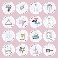 Vector set with wedding icons and elements