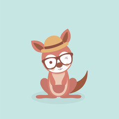 Cute cartoon black cat with big eyes. Vector illustration. 