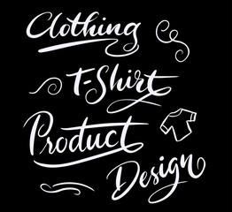 T shirt and clothing hand written typography. Good use for logotype, symbol, cover label, product, brand, poster title or any graphic design you want. Easy to use or change color
 