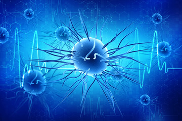 Digital illustration of VIRUS on white background. 3d rendering