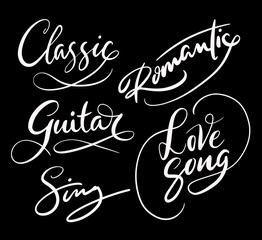 Love song and classic hand written typography. Good use for logotype, symbol, cover label, product, brand, poster title or any graphic design you want. Easy to use or change color
 