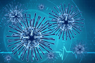 Obraz premium Digital illustration of VIRUS on white background. 3d rendering