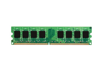 Close up of Electronic Ram(random access memory) on Mainboard computer