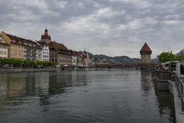 Lucerne Switzerland with view of the Chapel Bridge
