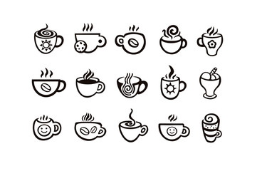 Coffee cup set. Tea cup. Vector icon collection.