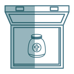 medical kit with bottle drugs vector illustration design