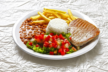 pork with rice and potatoes