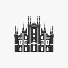 Naklejka premium Ilustracja wektorowa katedry w Mediolanie