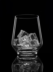 Beautiful glass with ice on a black background