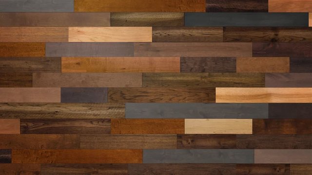 Pan across Mixed Species wood flooring background pattern 