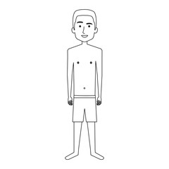 Young man in beach suit vector illustration design