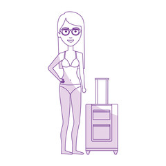 Woman in swimsuit character vector illustration design