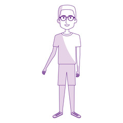 Young man in beach suit vector illustration design