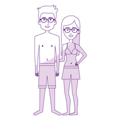 couple in swimsuit character vector illustration design