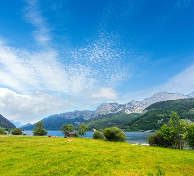 Alpine summer lake view