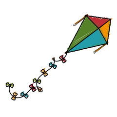 cute kite flying icon vector illustration design