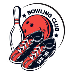 Vector bowling club logo for print, design, internet on white background