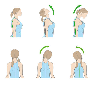 exercises for the neck and head. vector illustration