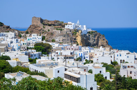 Nissiros chora and castle on top of the hill