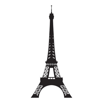Eiffel tower, vector isolated silhouette