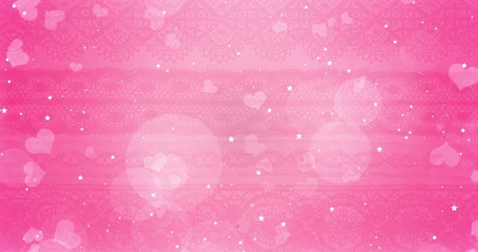 pink and white bokeh heart on white hearts shape and stars blinking background with particles sparkle glitter, valentine day and love wedding marriage holiday event festive, relationship concept