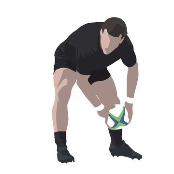 Rugby player passing ball, abstract vector illustration