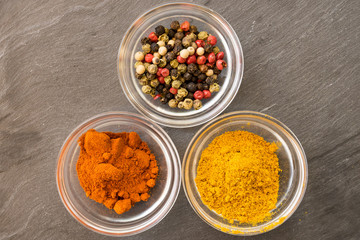 Obraz na płótnie Canvas Spices curry, pepper and cayenne