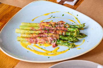 Appetizer with tasty asparagus
