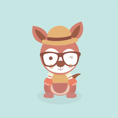 Cute stylized cartoon kangaroo illustration.