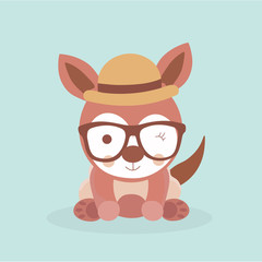 Cute stylized cartoon kangaroo illustration.
