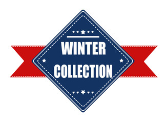 Winter collection label with ribbon