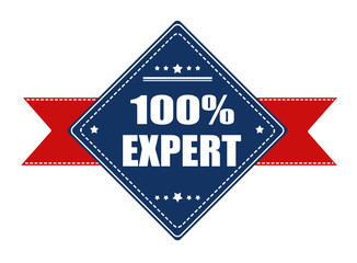 100% expert label with ribbon