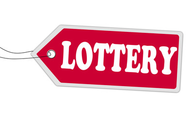 LOTTERY price tag red on white