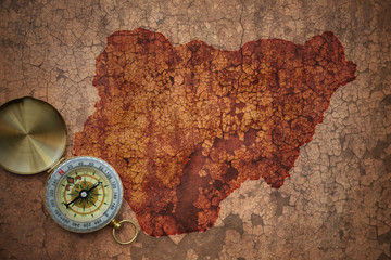 Fototapeta na wymiar map of nigeria on a old vintage crack paper