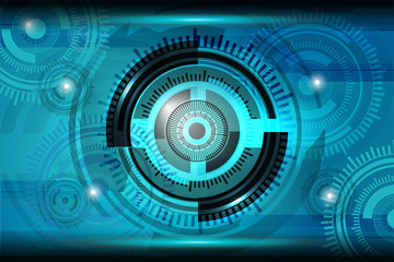 Abstract technology concept with light effect on circle background, vector illustration