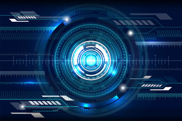 Abstract technology concept with light effect on circle background, vector illustration