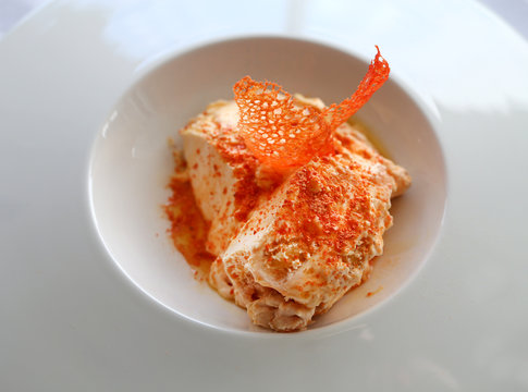 delicious dessert with fruit marakuya