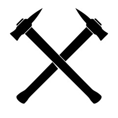 Silhouette of two crossed Axes. vector illustration