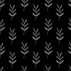 Watercolor seamless floral pattern. Doodle style. Hand-draw.