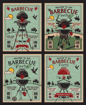collection of invitation card on barbecue party