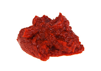 Tomato sauce closeup isolated over white background