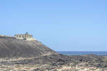 Lighthouse in Lobos Island in Canary Islands, Spain