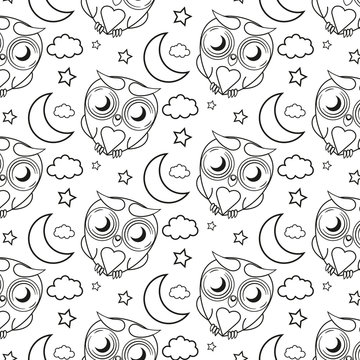 seamless pattern owl
