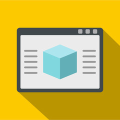 3d model icon, flat style