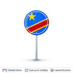 Congo flag isolated on white.