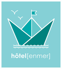 Logo, marque, nom, bateau, origami