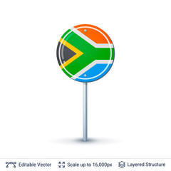 South Africa flag isolated on white.