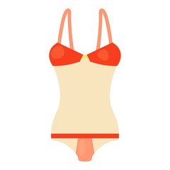 Red and white swimsuit icon, cartoon style