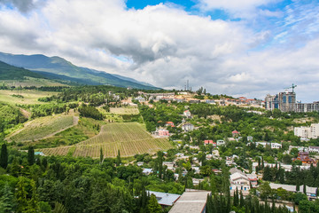 Fototapeta na wymiar View of the village of Gurzuf